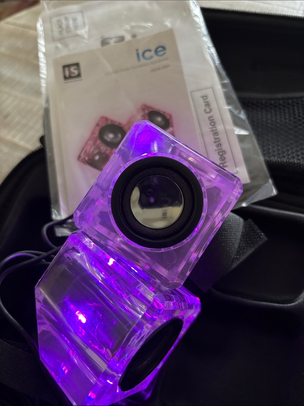 Ice Purple LED Mini Cube Speakers - USB-Powered Stereo Pair